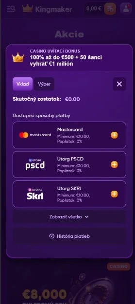 Zvoľte si bonus.