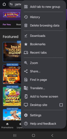 Otvorte menu